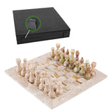 38cm Chess Set With Standard Storage Box - Travertine & Green