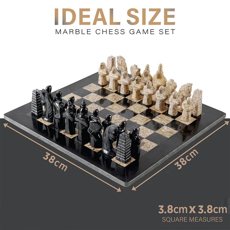 38cm Special Edition Chess Set - Black & Coral