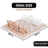 38cm Chess Set - With Standard Storage Box Travertine & White