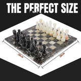 38cm Chess Set - Black Zebra & White Onyx