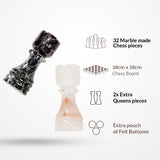 38cm Chess Set - Black Zebra & White Onyx