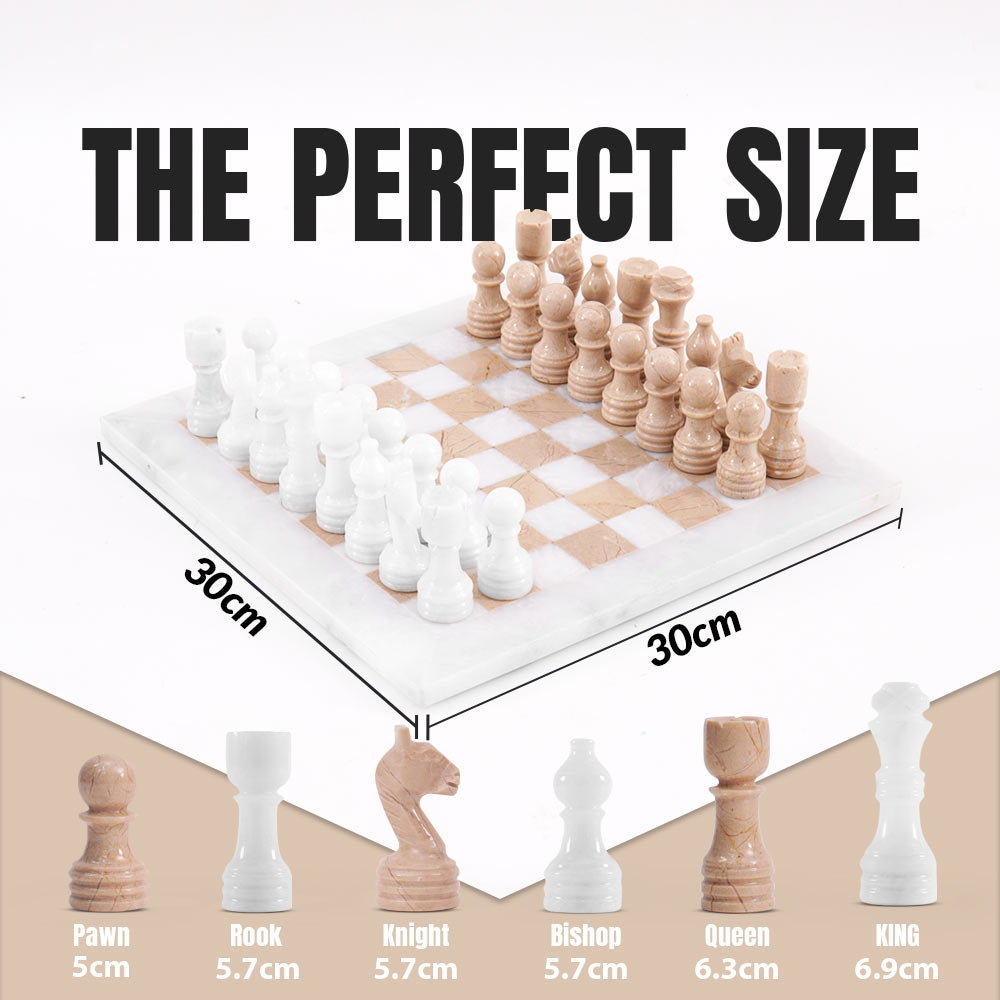 30cm Chess Set With Storage Box - White and Verona