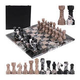 38cm Chess Set With Storage Box - Black Zebra and Oceanic