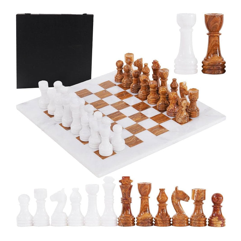 38cm Chess Set With Storage Box - White and Red