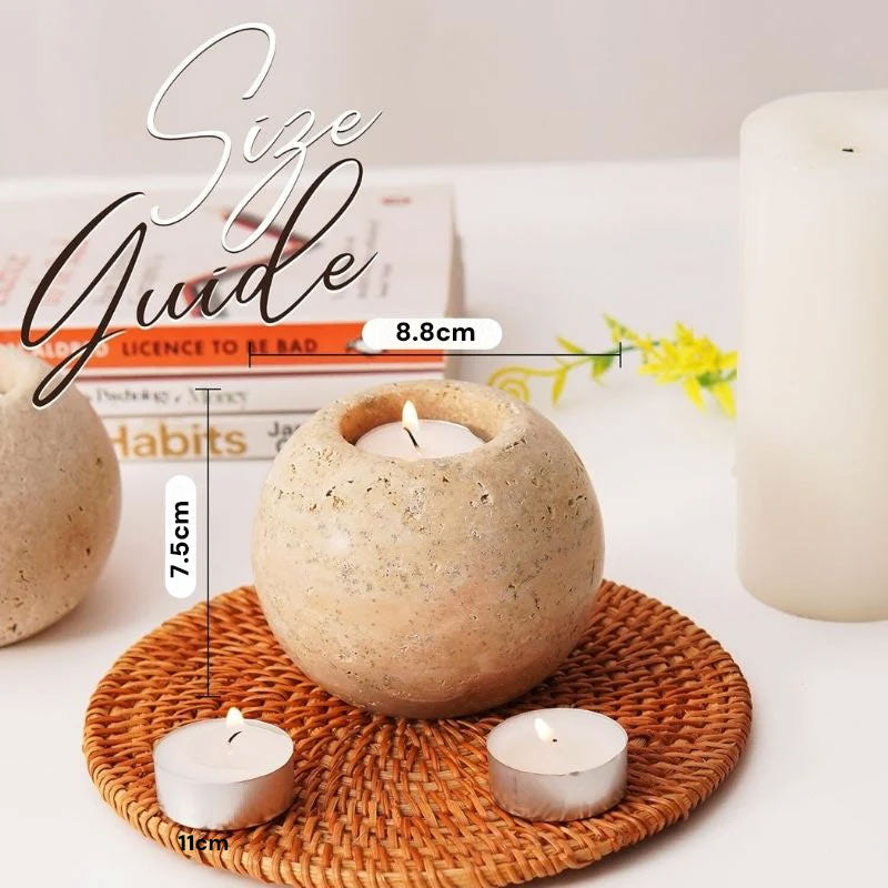 Tealight Candle Holder - Set of 2 (Travertine)