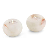 Tealight Candle Holder - Set of 2 (White Onyx)