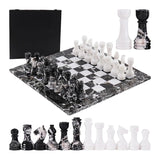 38cm Chess Set With Storage Box - Black Zebra and White