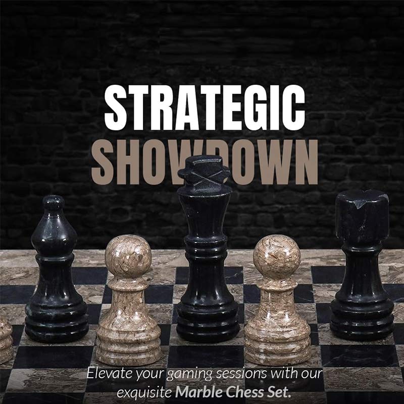 30cm Chess Set With Standard Storage Box - Oceanic & Black