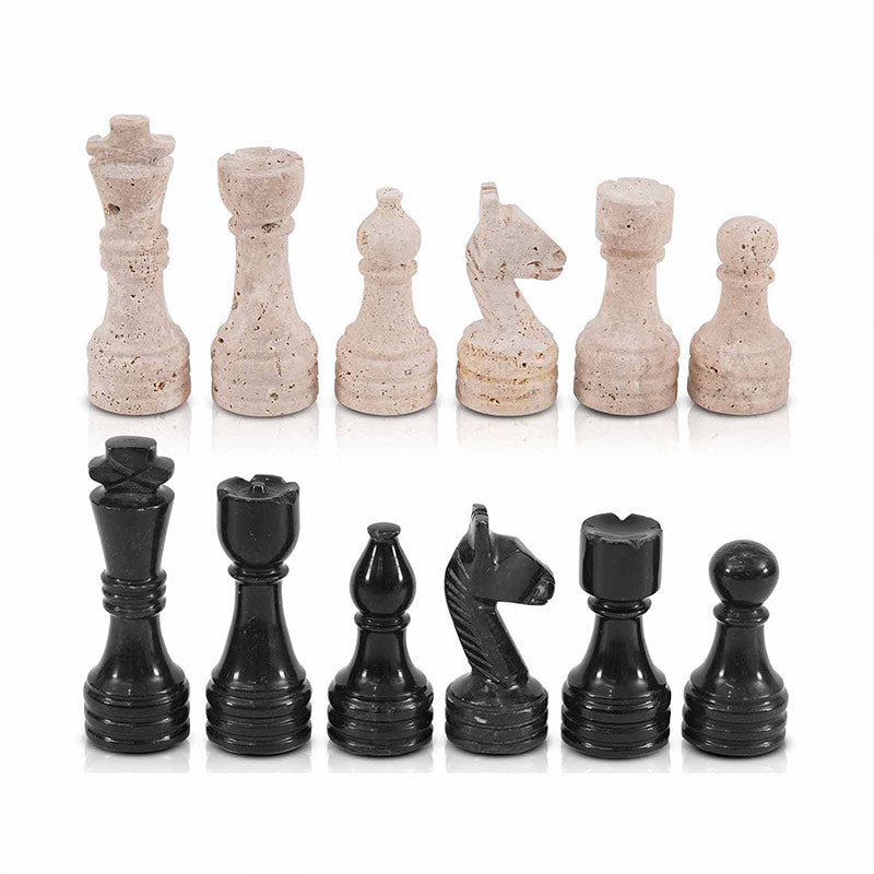 Chess Figures - Travertine & Black