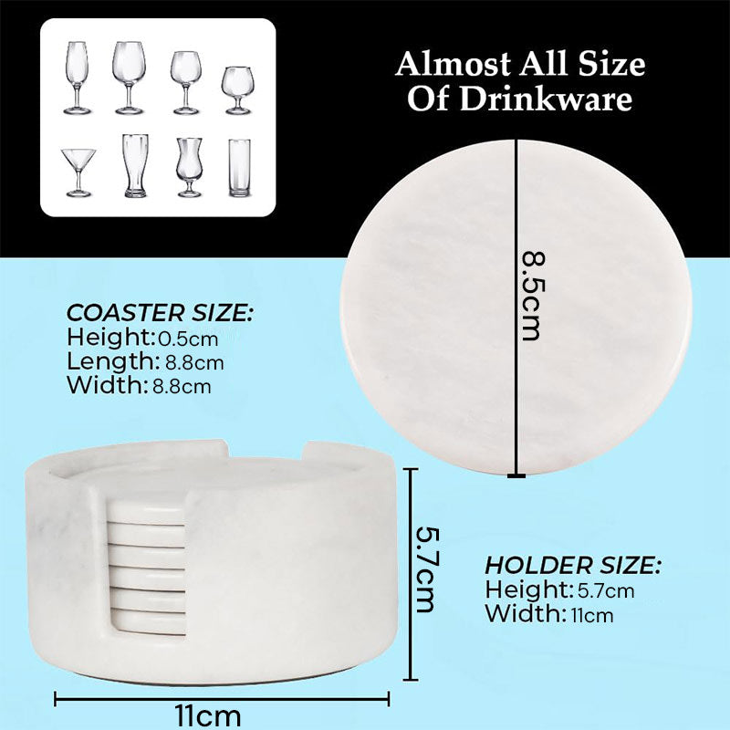 Marble Coaster Set with Holder