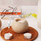 Tealight Candle Holder - Set of 2 (Travertine)