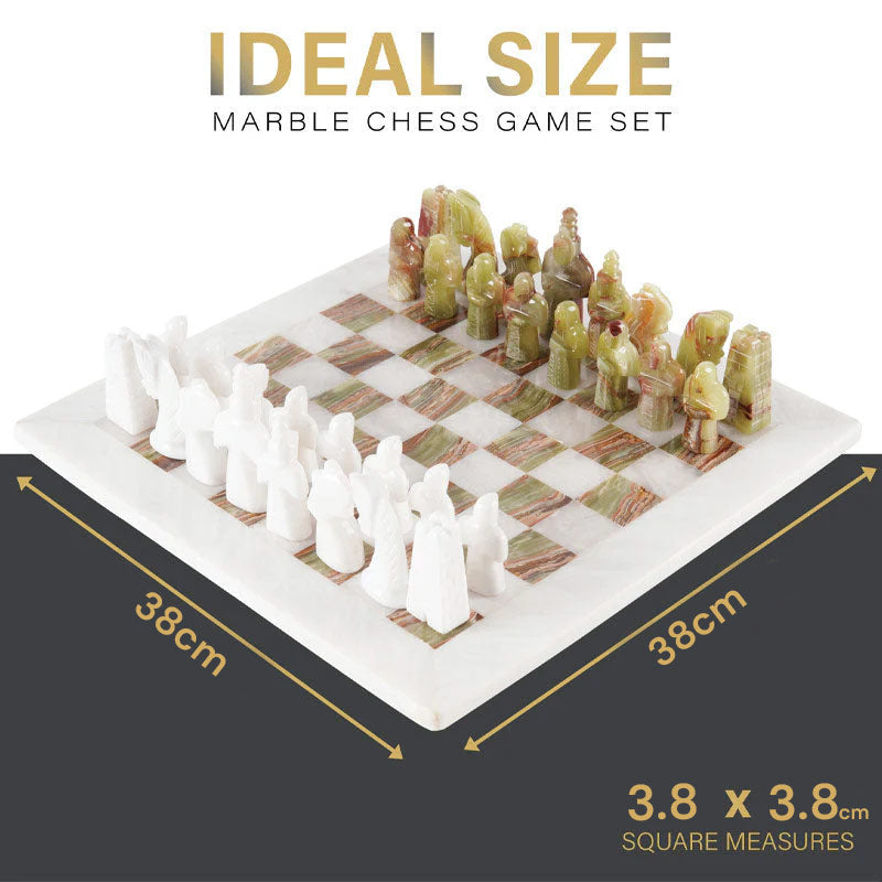 38cm Special Edition Chess Set - White & Green