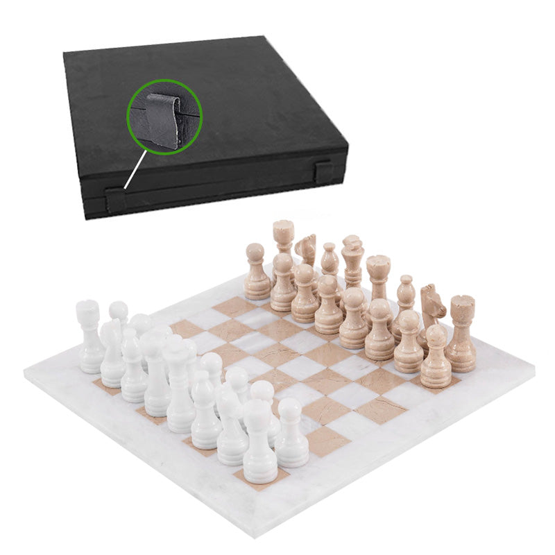 38cm Chess Set With Standard Storage Box - White and Verona