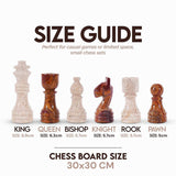 30cm Chess Set With Standard Storage Box - Travertine & Red