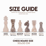 30cm Chess Set With Standard Storage Box - Travertine & Oceanic
