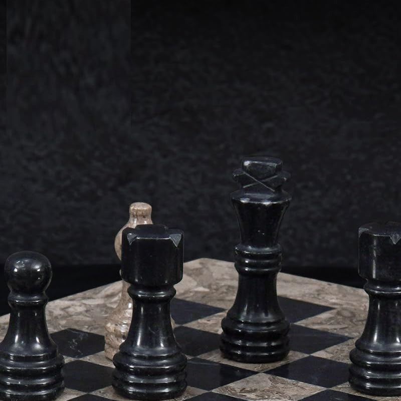 30cm Chess Set With Standard Storage Box - Oceanic & Black