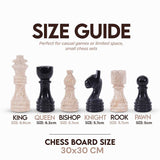 30cm Chess Set With Storage Box - Travertine & Black
