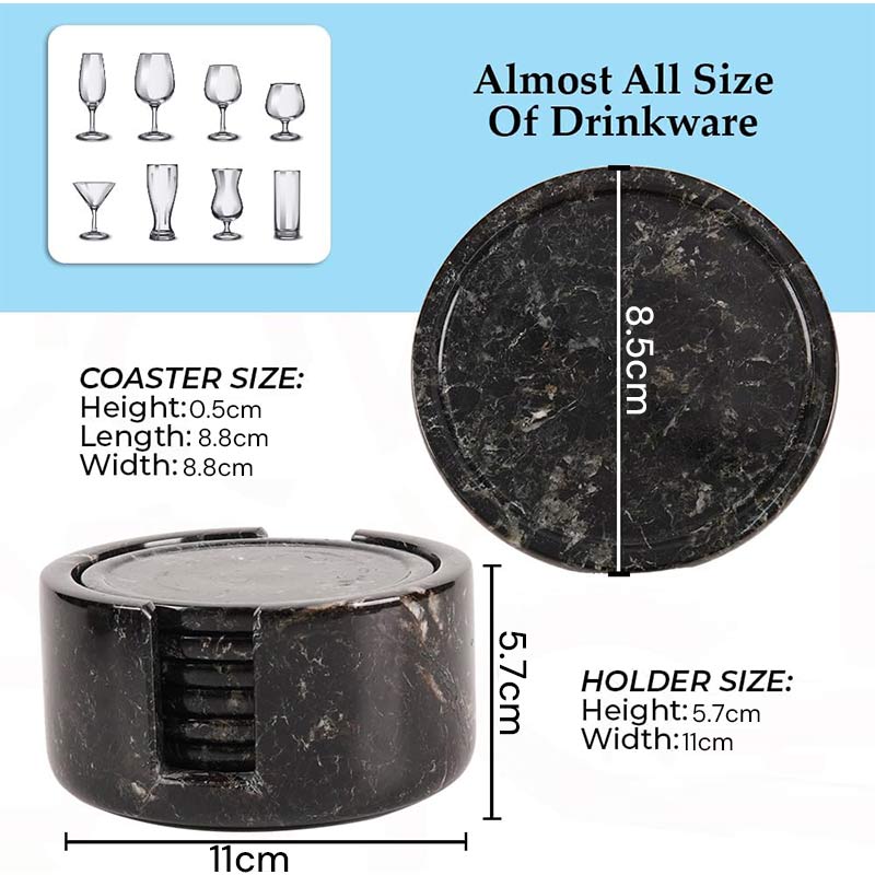 Marble Coaster Set with Holder