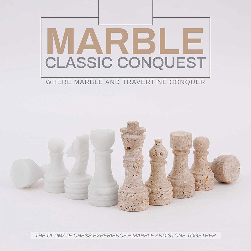 Chess Figures - Travertine & White