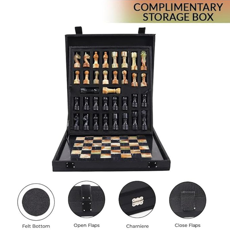 30cm Chess Set With Standard Storage Box - Black & Green