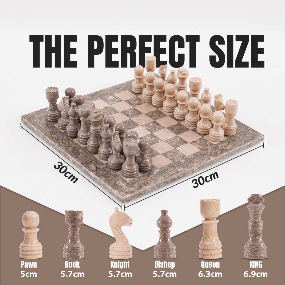 30cm Chess Set With Standard Storage Box - Oceanic and Verona