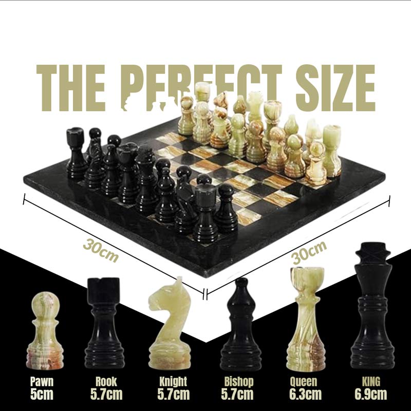 30cm Chess Set With Standard Storage Box - Black & Green