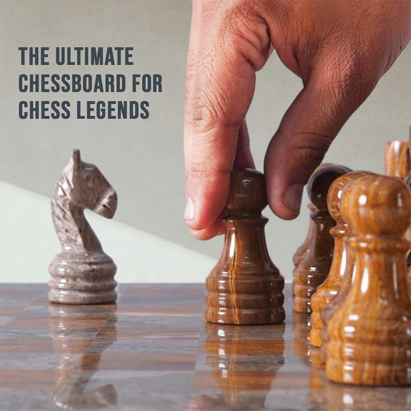 38cm Chess Set With Storage Box - Oceanic and Red