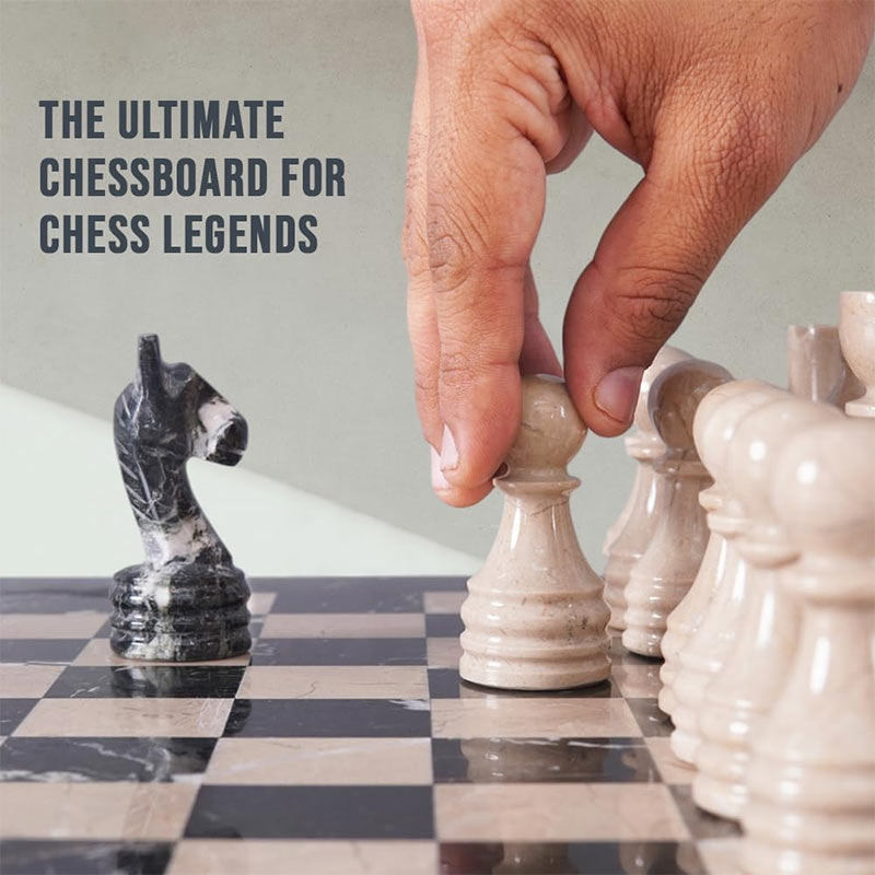 38cm Chess Set With Storage Box - Black Zebra and Verona