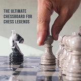 38cm Chess Set With Storage Box - Black Zebra and Oceanic