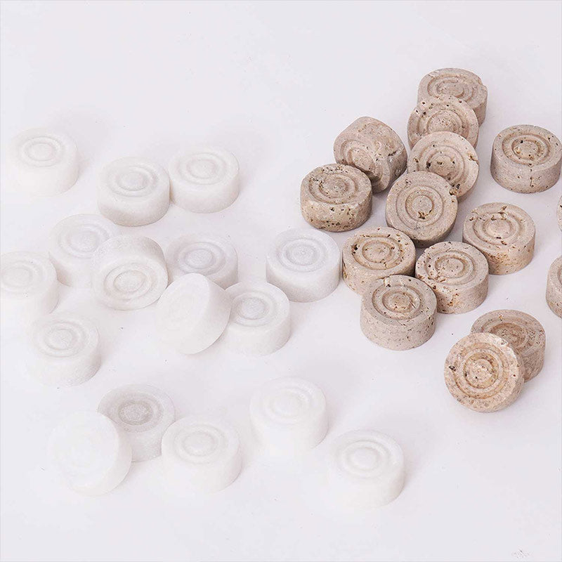 Checkers Figures - White and Travertine
