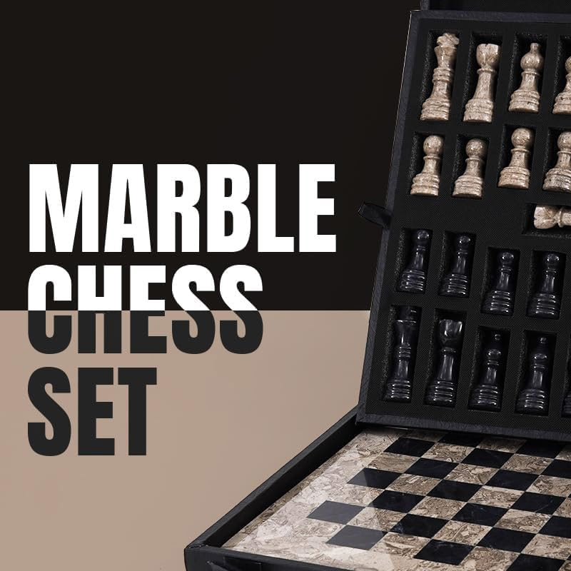 30cm Chess Set With Standard Storage Box - Oceanic & Black