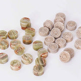 Checkers Figures - Green and Travertine