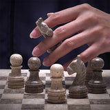 30cm Chess Set With Standard Storage Box - Travertine & Oceanic