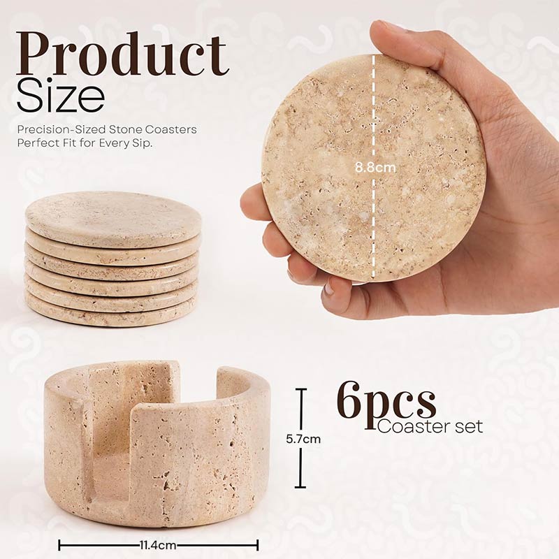 Marble Coaster Set with Holder