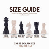 30cm Chess Set With Standard Storage Box - Black and Travertine