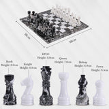 38cm Chess Set With Storage Box - Black Zebra and White