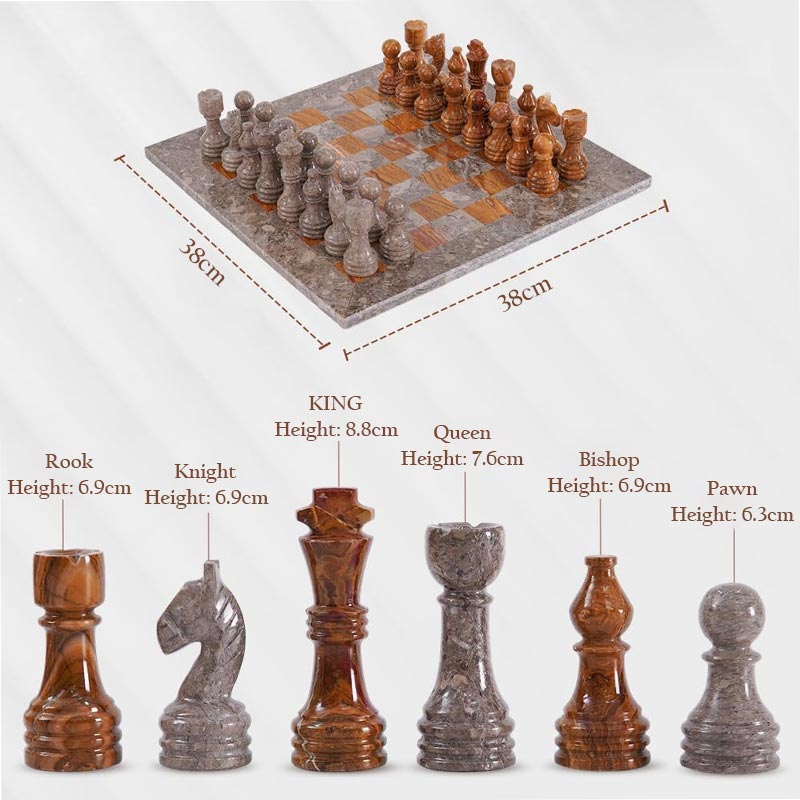 38cm Chess Set With Storage Box - Oceanic and Red