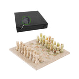 30cm Chess Set With Standard Storage Box - Travertine & Green
