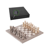 30cm Chess Set With Storage Box - Oceanic and Travertine
