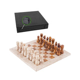 30cm Chess Set With Standard Storage Box - Travertine & Red