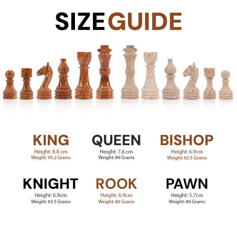 38cm Chess Set With Standard Storage Box- Travertine & Red