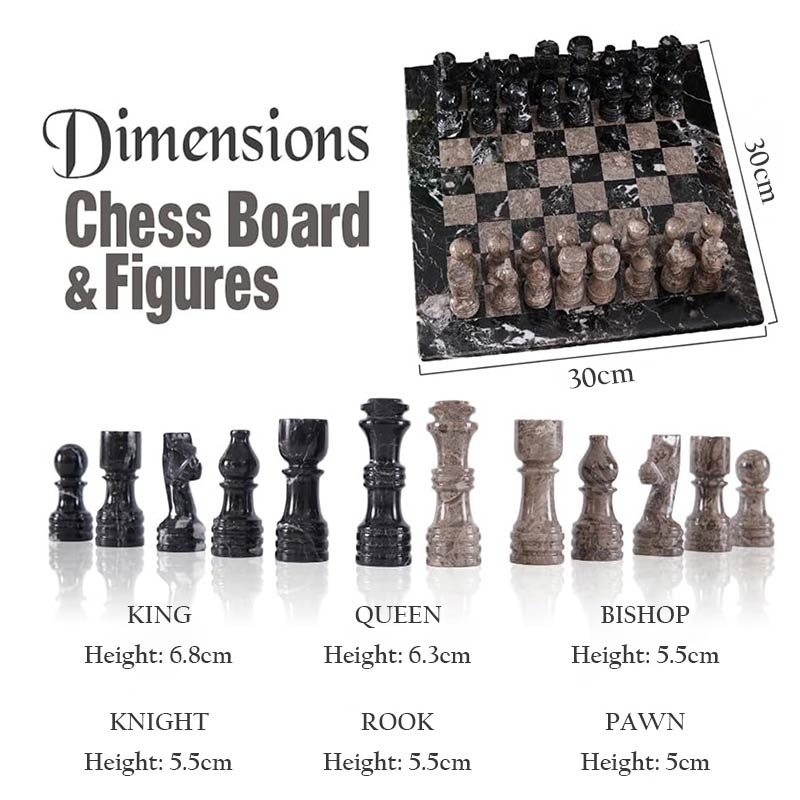 30cm Chess Set With Storage Box - Black Zebra and Oceanic