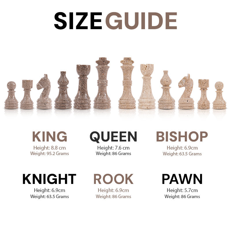 38cm Chess Set With Standard Storage Box- Oceanic and Travertine