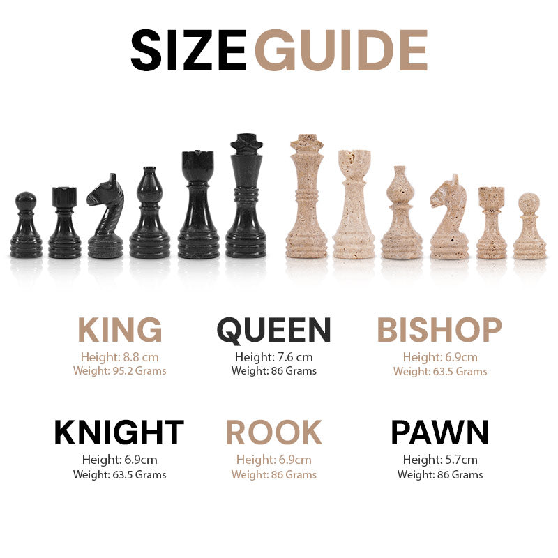 Chess Figures - Travertine & Black