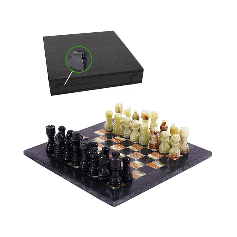 30cm Chess Set With Standard Storage Box - Black & Green