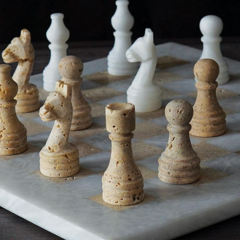  Chess board, chess set, marble chess set