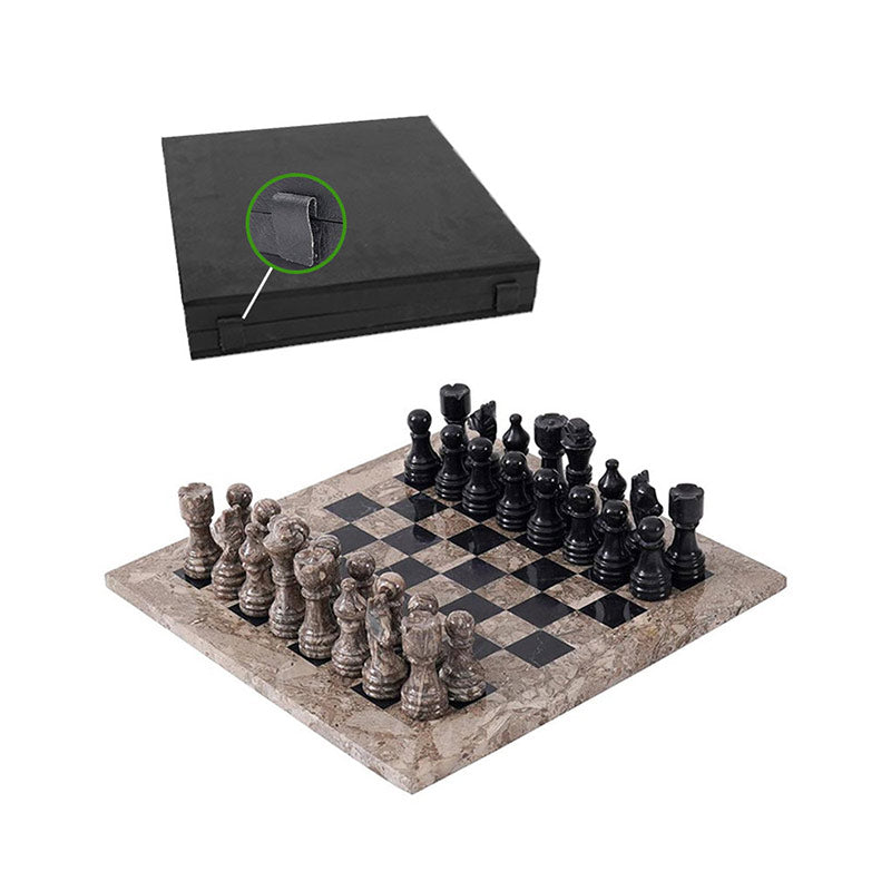 30cm Chess Set With Standard Storage Box - Oceanic & Black