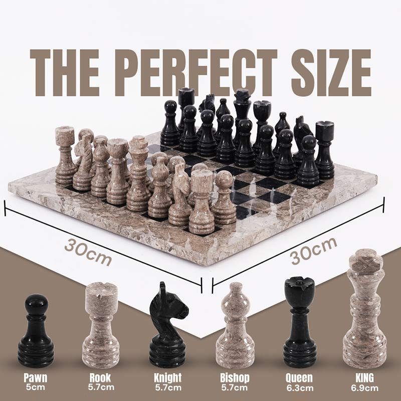 30cm Chess Set With Standard Storage Box - Oceanic & Black
