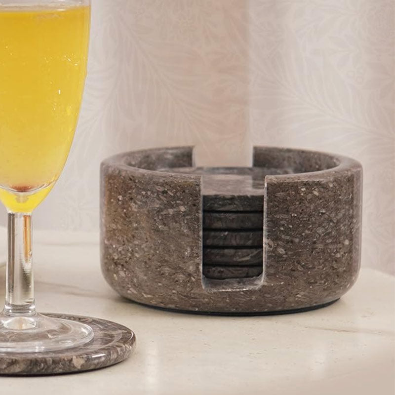 Marble Coaster Set with Holder