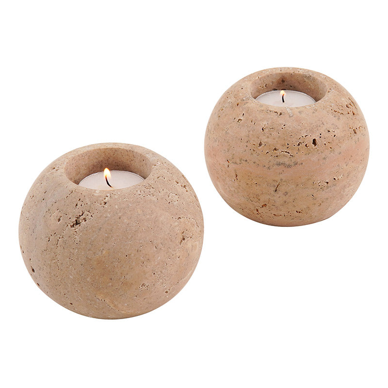 Tealight Candle Holder - Set of 2 (Travertine)